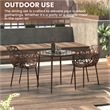 LeisureMod Devon Aluminum 3-Piece Dining Set with Table and 2 Armchairs Brown