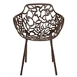 LeisureMod Devon Aluminum 3-Piece Dining Set with Table and 2 Armchairs Brown