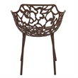 LeisureMod Devon Aluminum 3-Piece Dining Set with Table and 2 Armchairs Brown