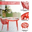 LeisureMod Devon Aluminum 3-Piece Dining Set with Table and 2 Armchairs Red