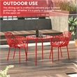 LeisureMod Devon Aluminum 3-Piece Dining Set with Table and 2 Armchairs Red