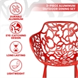 LeisureMod Devon Aluminum 3-Piece Dining Set with Table and 2 Armchairs Red