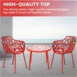 LeisureMod Devon Aluminum 3-Piece Dining Set with Table and 2 Armchairs Red