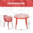 LeisureMod Devon Aluminum 3-Piece Dining Set with Table and 2 Armchairs Red
