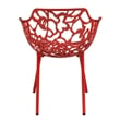 LeisureMod Devon Aluminum 3-Piece Dining Set with Table and 2 Armchairs Red