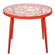 LeisureMod Devon Aluminum 3-Piece Dining Set with Table and 2 Armchairs Red