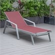LeisureMod Marlin 2 Gray Aluminum Lounge Armchair and Fire Pit Red