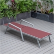 LeisureMod Marlin 2 Gray Aluminum Lounge Armchair and Fire Pit Red