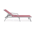 LeisureMod Marlin 2 Gray Aluminum Lounge Armchair and Fire Pit Red
