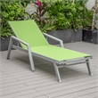 LeisureMod Marlin 2 Gray Aluminum Lounge Armchair and Fire Pit Green