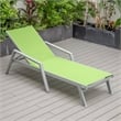 LeisureMod Marlin 2 Gray Aluminum Lounge Armchair and Fire Pit Green