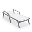LeisureMod Marlin 2 Gray Aluminum Lounge Armchair and Fire Pit White