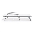 LeisureMod Marlin 2 Gray Aluminum Lounge Armchair and Fire Pit White