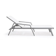LeisureMod Marlin 2 Gray Aluminum Lounge Armchair and Fire Pit White