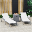 LeisureMod Marlin 2 Gray Aluminum Lounge Armchair and Fire Pit White