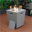 LeisureMod Marlin Gray Aluminum Lounge Armchair and Fire Pit Red