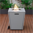 LeisureMod Marlin Gray Aluminum Lounge Armchair and Fire Pit Red