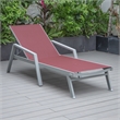 LeisureMod Marlin Gray Aluminum Lounge Armchair and Fire Pit Red