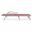 LeisureMod Marlin Gray Aluminum Lounge Armchair and Fire Pit Red