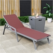 LeisureMod Marlin Gray Aluminum Lounge Armchair and Fire Pit Red