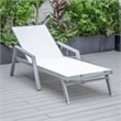 LeisureMod Marlin Gray Aluminum Lounge Armchair and Fire Pit White