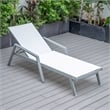 LeisureMod Marlin Gray Aluminum Lounge Armchair and Fire Pit White