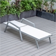 LeisureMod Marlin Gray Aluminum Lounge Armchair and Fire Pit White