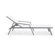 LeisureMod Marlin Gray Aluminum Lounge Armchair and Fire Pit White