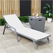 LeisureMod Marlin Gray Aluminum Lounge Armchair and Fire Pit White