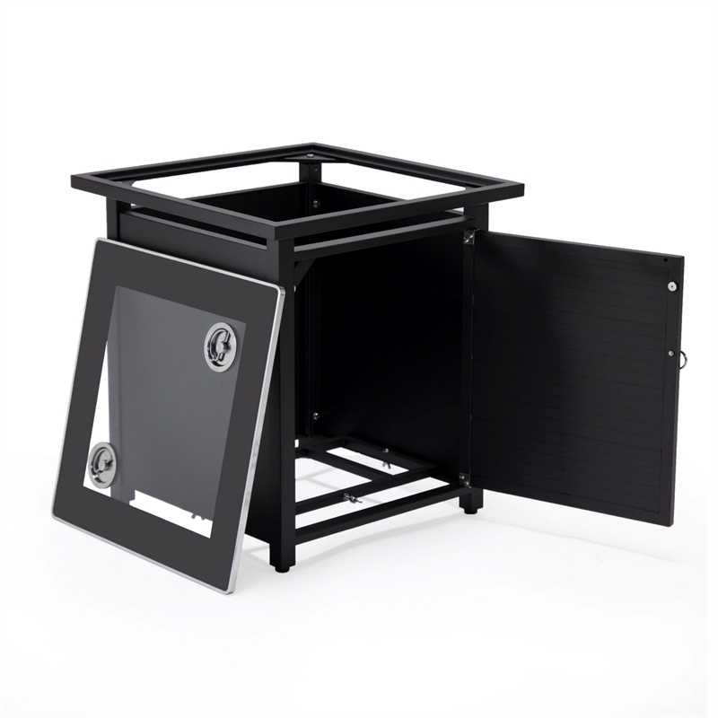 LeisureMod Walbrooke Patio Square Aluminum Tank Holder with Slats Design Black