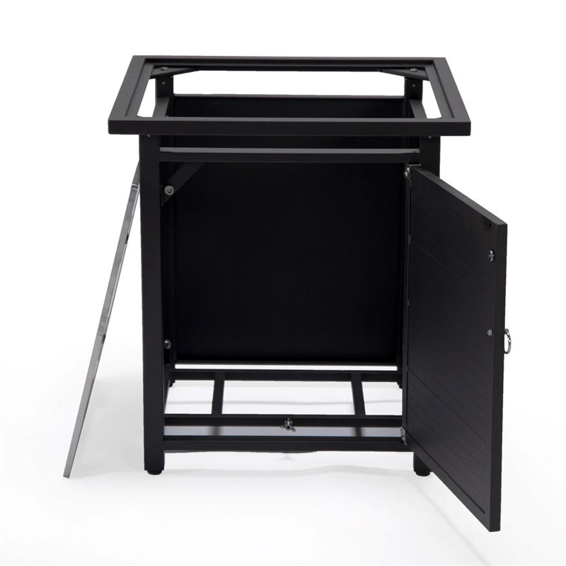 LeisureMod Walbrooke Patio Square Aluminum Tank Holder with Slats Design Black
