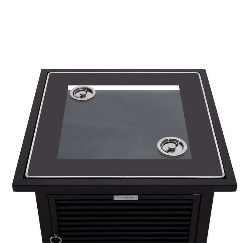 LeisureMod Walbrooke Patio Square Aluminum Tank Holder with Slats Design Black
