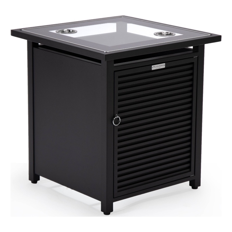 LeisureMod Walbrooke Patio Square Aluminum Tank Holder with Slats Design Black