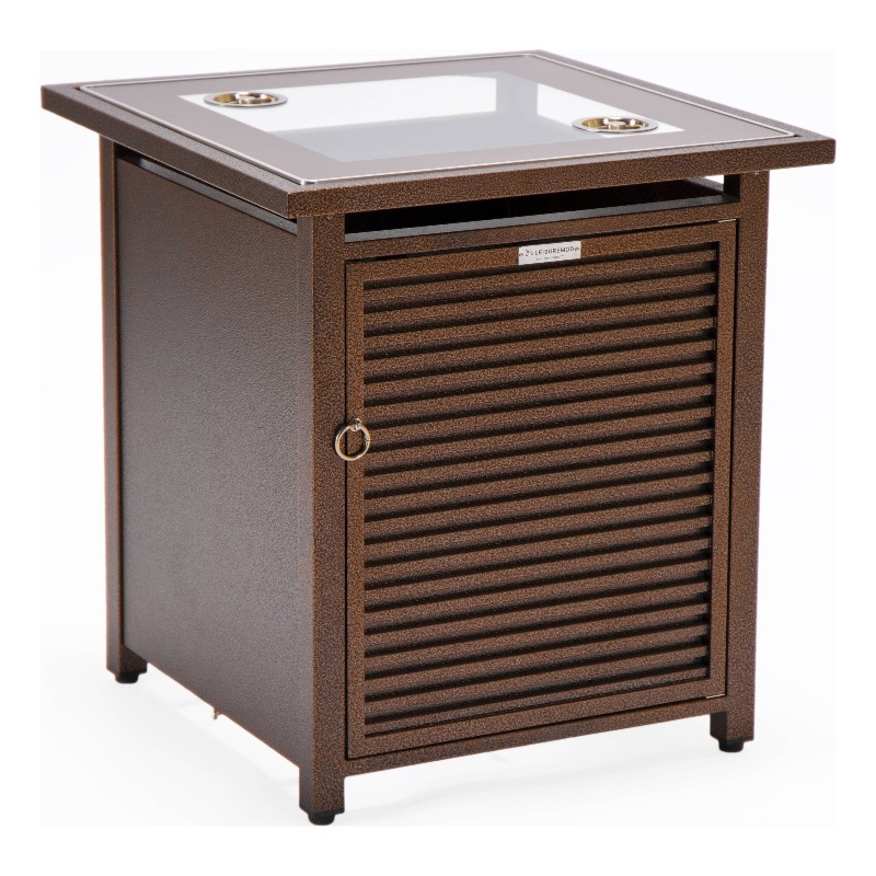 LeisureMod Walbrooke Patio Square Aluminum Tank Holder with Slats Design Brown