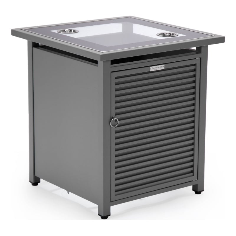 LeisureMod Walbrooke Patio Square Aluminum Tank Holder with Slats Design Gray