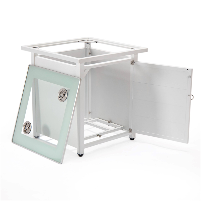 LeisureMod Walbrooke Patio Square Aluminum Tank Holder with Slats Design White