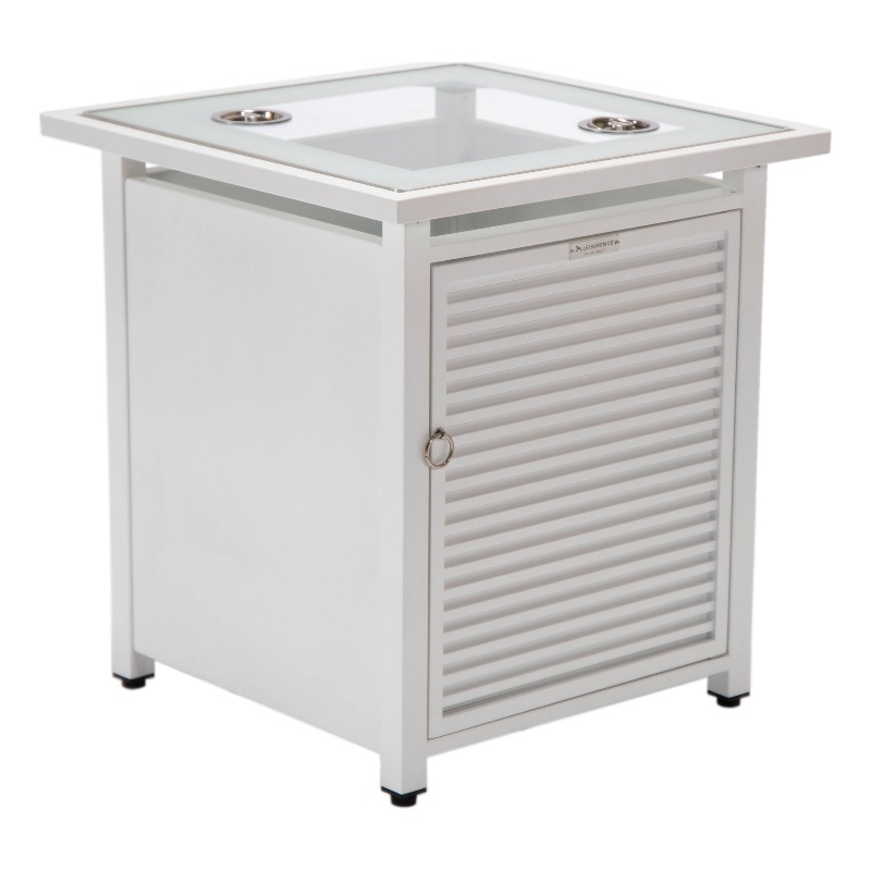 LeisureMod Walbrooke Patio Square Aluminum Tank Holder with Slats Design White