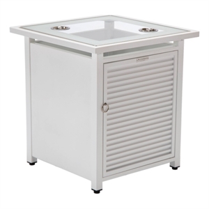 LeisureMod Walbrooke Patio Square Aluminum Tank Holder with Slats Design White