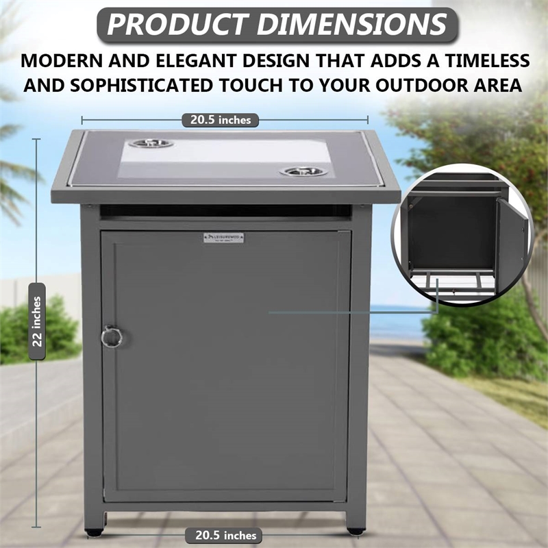 LeisureMod Walbrooke Outdoor Patio Square Aluminum Tank Holder Gray
