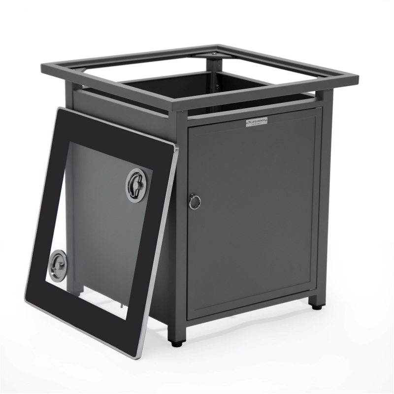 LeisureMod Walbrooke Outdoor Patio Square Aluminum Tank Holder Gray
