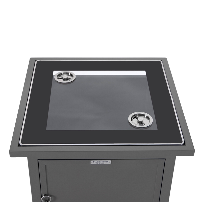 LeisureMod Walbrooke Outdoor Patio Square Aluminum Tank Holder Gray