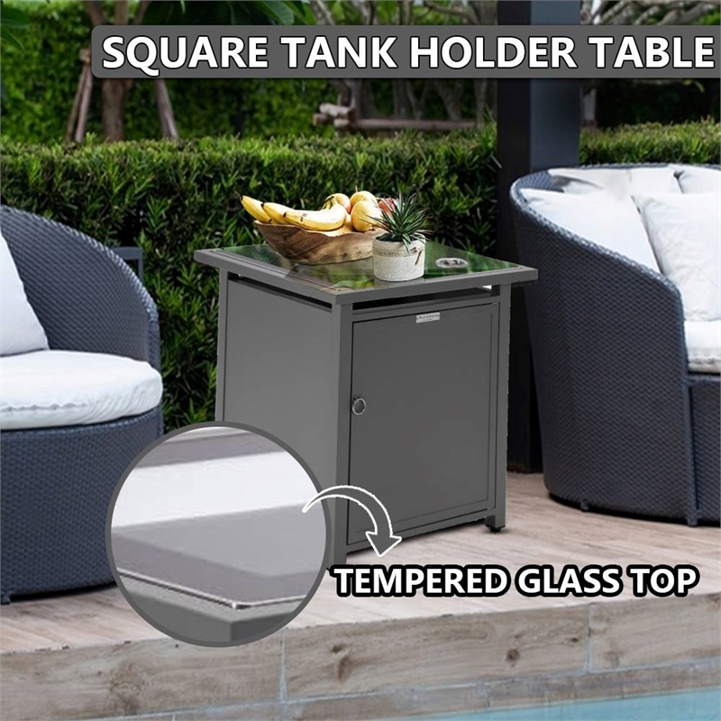 LeisureMod Walbrooke Outdoor Patio Square Aluminum Tank Holder Gray