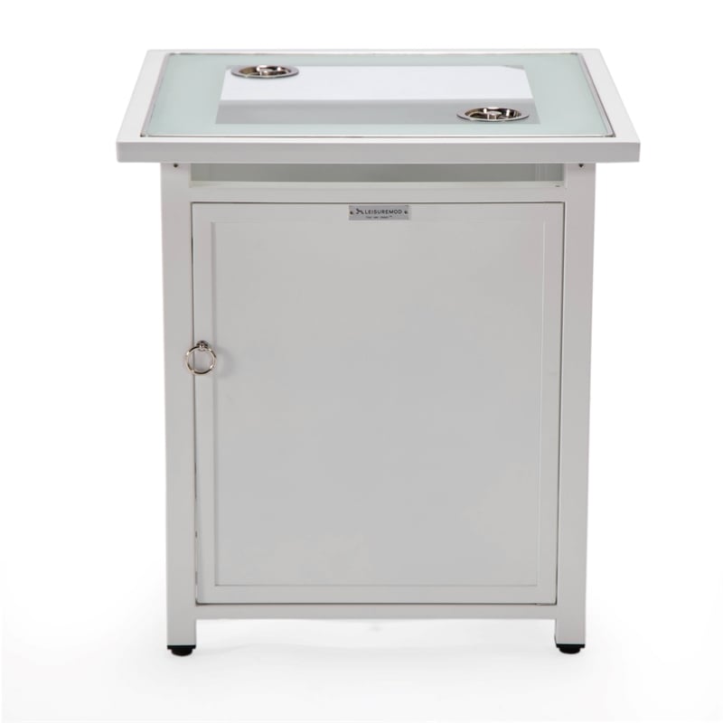 LeisureMod Walbrooke Outdoor Patio Square Aluminum Tank Holder White