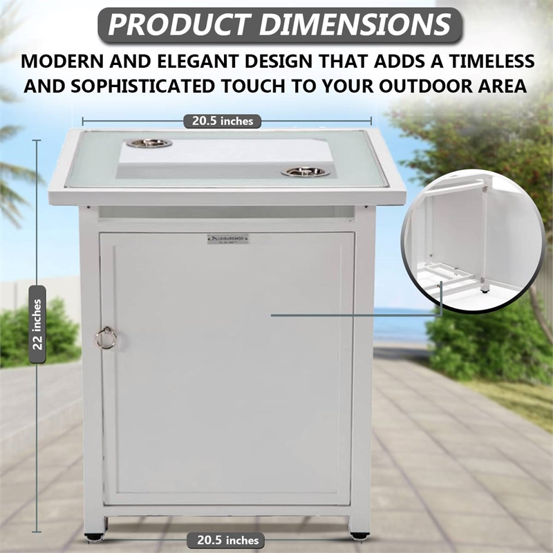 LeisureMod Walbrooke Outdoor Patio Square Aluminum Tank Holder White