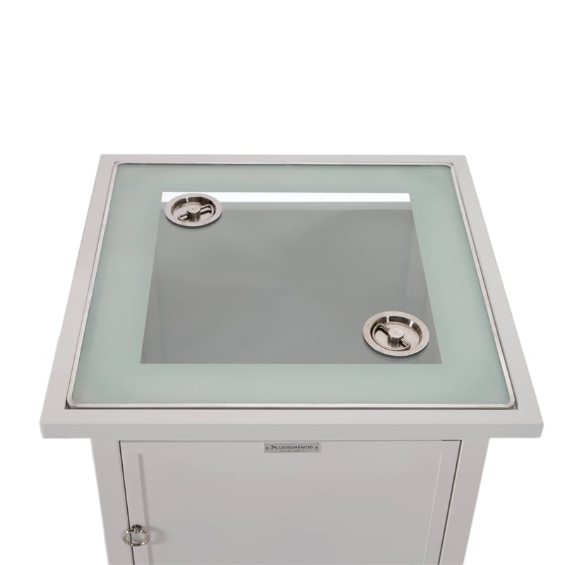 LeisureMod Walbrooke Outdoor Patio Square Aluminum Tank Holder White
