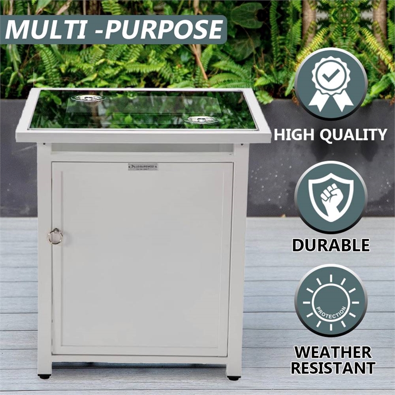 LeisureMod Walbrooke Outdoor Patio Square Aluminum Tank Holder White