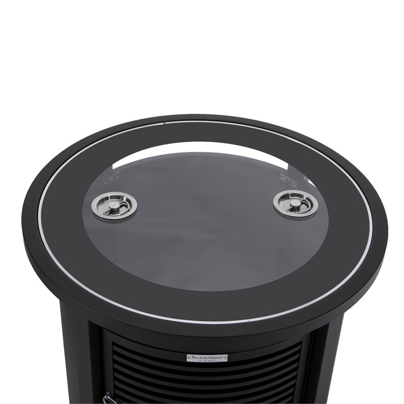 LeisureMod Walbrooke Patio Round Aluminum Tank Holder with Slats Design Black