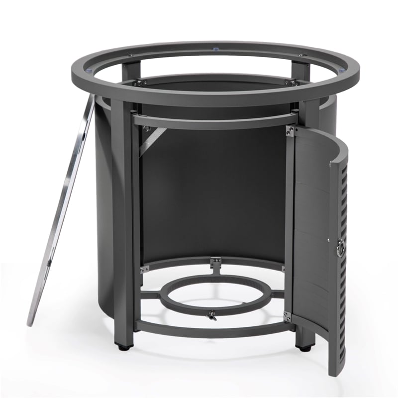 LeisureMod Walbrooke Patio Round Aluminum Tank Holder with Slats Design Gray