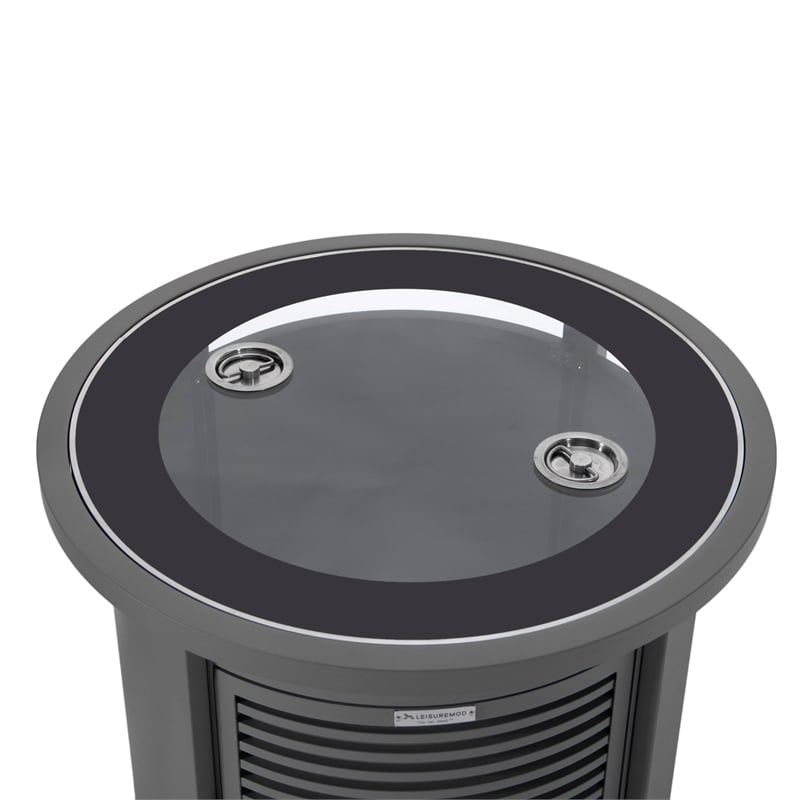 LeisureMod Walbrooke Patio Round Aluminum Tank Holder with Slats Design Gray