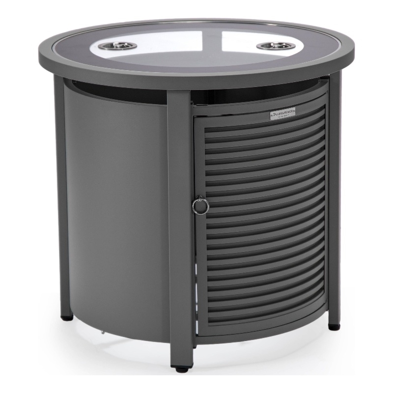LeisureMod Walbrooke Patio Round Aluminum Tank Holder with Slats Design Gray